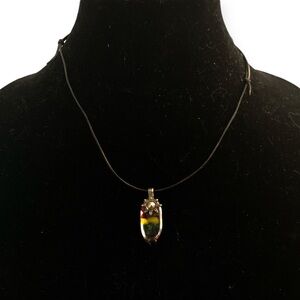 Adjustable handmade rainbow glass necklace